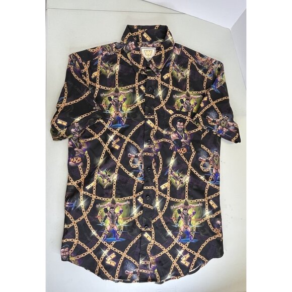 RSVLTS WWE Razor Ramone Short Sleeve Shirt Men's Small Black Button Up Wrestling - Picture 10 of 13